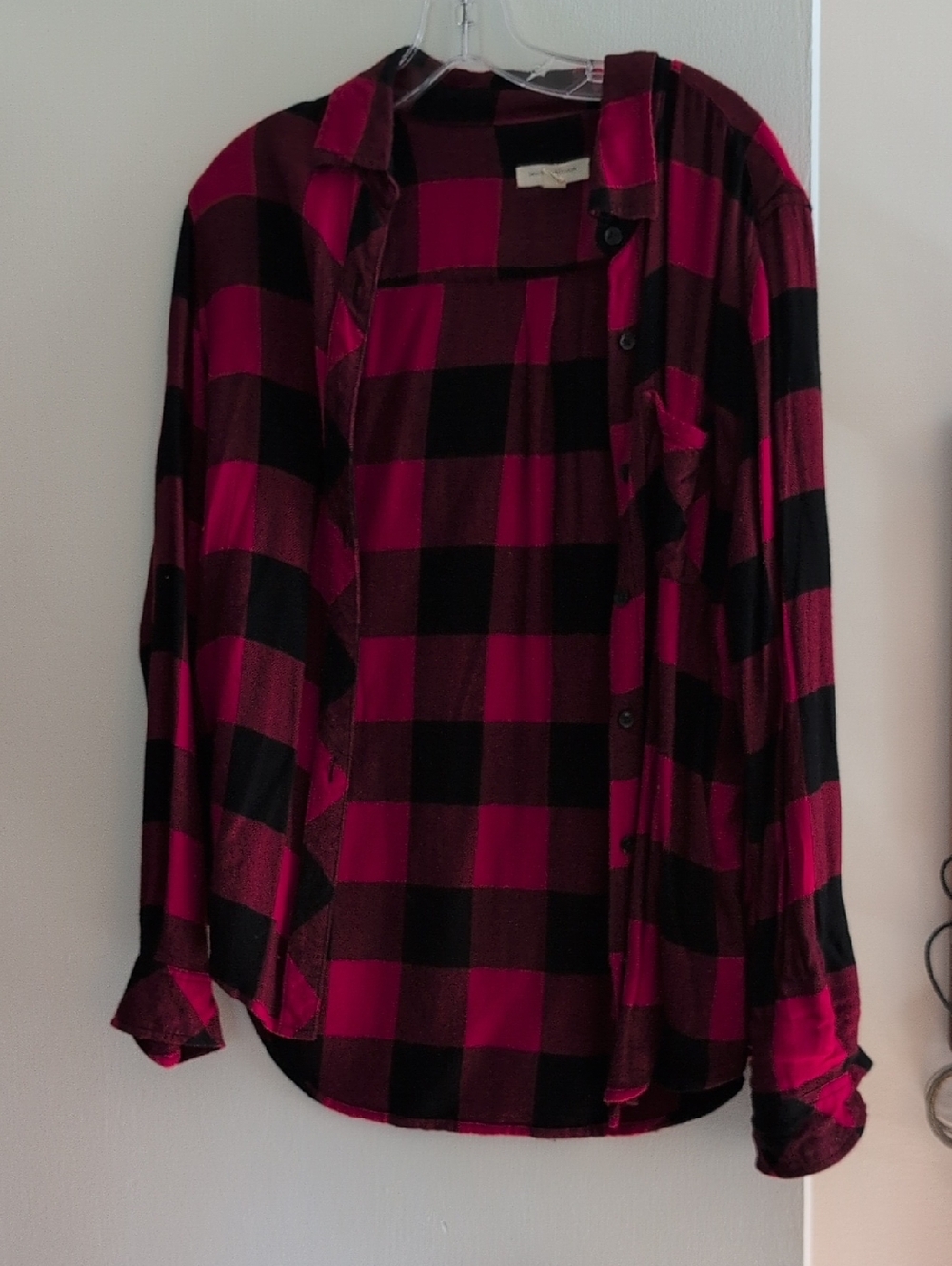beachlunchlounge Red and Black Buffalo Plaid Flannel Shirt